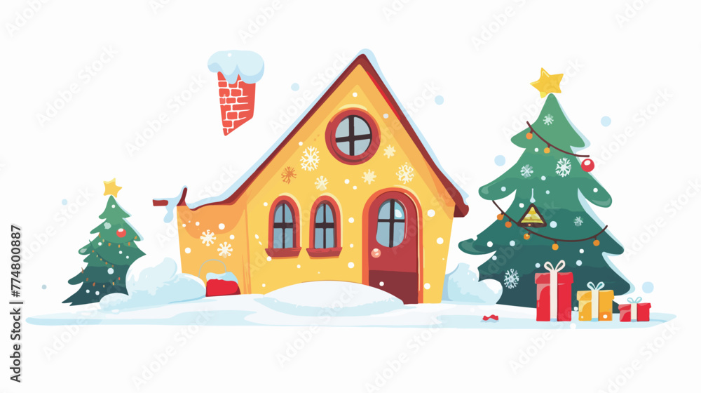 Christmas home clip art vector illustration isolated flat
