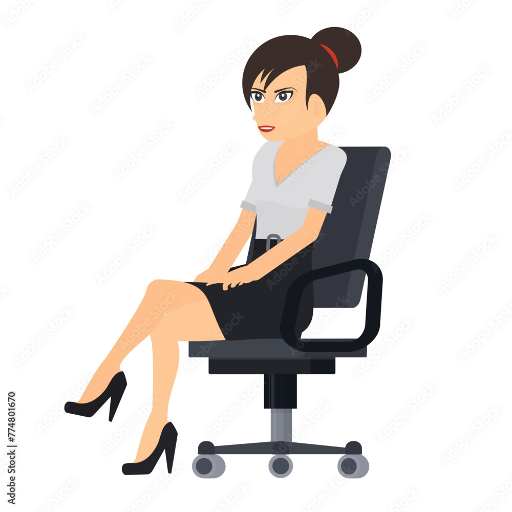 Woman in an office chair. Beautiful businesswoman, vector illustration Woman in an office chair. Beautiful businesswoman, vector illustration