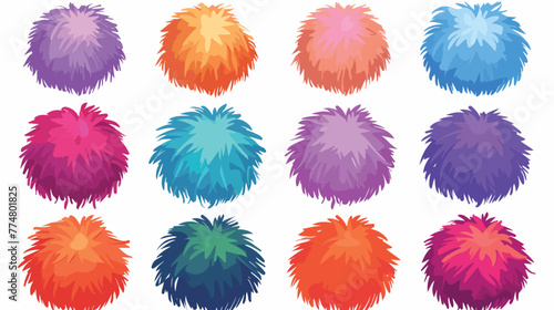 Colorful cartoon fluffy and furry pompons. Fur ball an photo