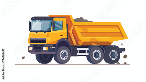 Construction truck vehicle icon flat vector isolated o