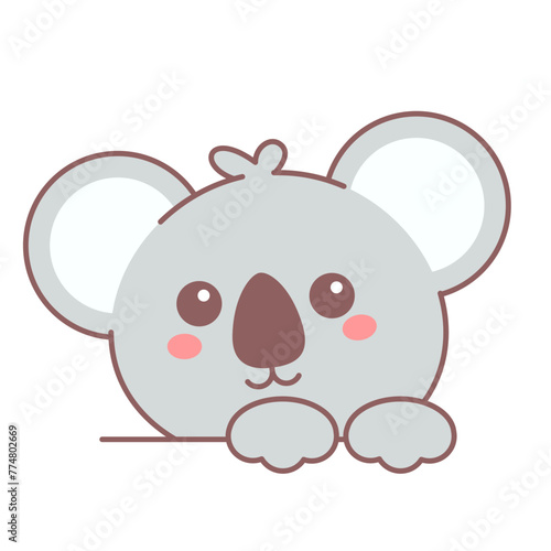 Cute Koala head icon vector isolated. Illustration of a funny baby koala smiling. Wild animal, mammal from the zoo. Funny koala face.