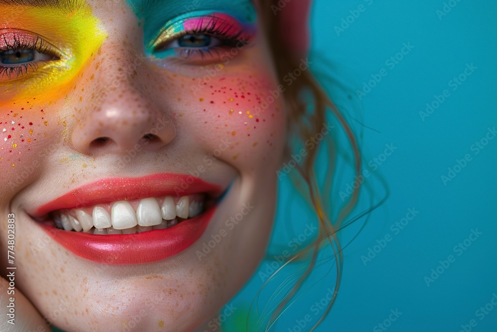 Woman With Bright Makeup and Colorful Make-Up Woman With Bright Makeup and Colorful Make-Up