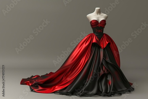 Mannequin Wearing Red and Black Dress