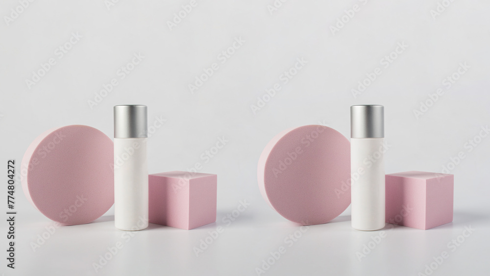 Plastic white tube for cream or lotion. Skin care or sunscreen cosmetic with stylish props on white background. Plastic white tube for cream or lotion. Skin care or sunscreen cosmetic with stylish props on white background.