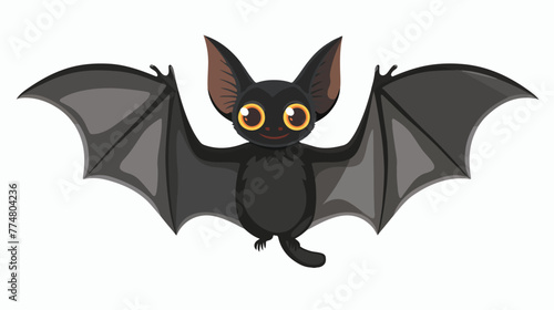 Cute bat cartoon on a white background flat vector isolated