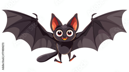 Cute bat cartoon on a white background flat vector isolated