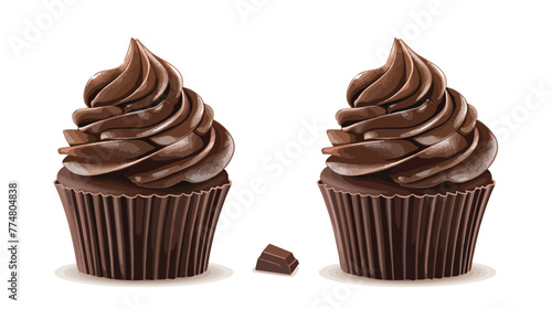 Dark chocolate cupcakes with chocolate ganache 