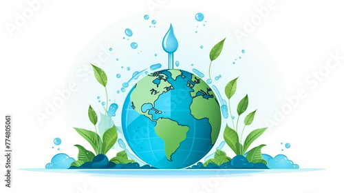 World Water Day - Planet Earth With Water Around
 photo