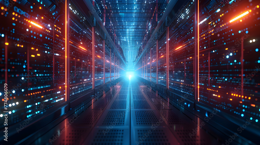 blue and orange abstract background of space digital data center tunnel blue and orange abstract background of space digital data center tunnel