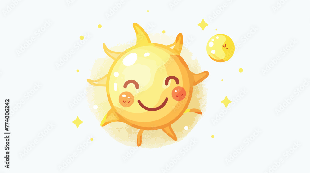 Cute sun illustration for web icon flat vector isolated