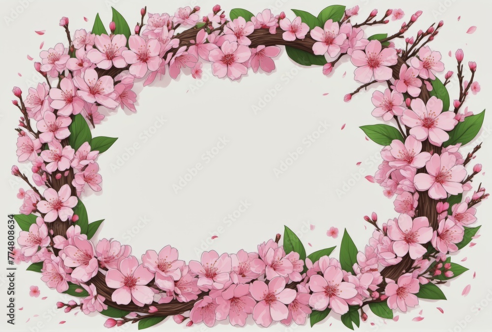 Sakura Hanami Wreath Illustration: Symbolic Blossoms for Spring Celebrations Sakura Hanami Wreath Illustration: Symbolic Blossoms for Spring Celebrations