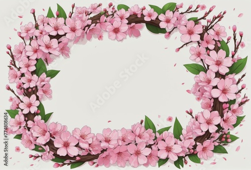 Sakura Hanami Wreath Illustration: Symbolic Blossoms for Spring Celebrations