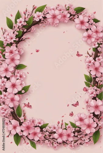 Sakura Hanami Wreath Illustration: Symbolic Blossoms for Spring Celebrations