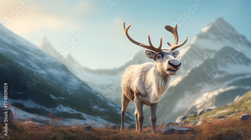 Reindeer standing in nature, close-up view