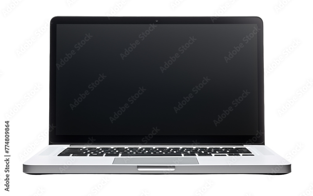 An open laptop computer displaying a bright screen rests atop a pristine white table An open laptop computer displaying a bright screen rests atop a pristine white table