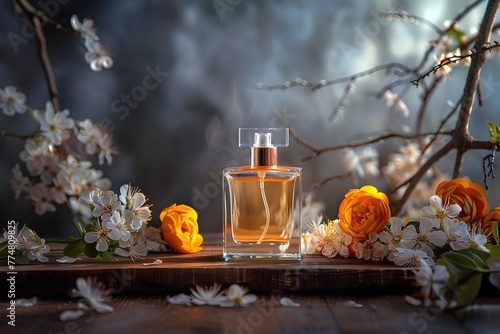 Luxury Perfume Photography Capturing the Exquisite Aroma of Orange Blossoms in a HighEnd Studio