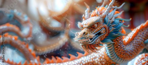 Chinese colorful style traditional dragon illustration photo