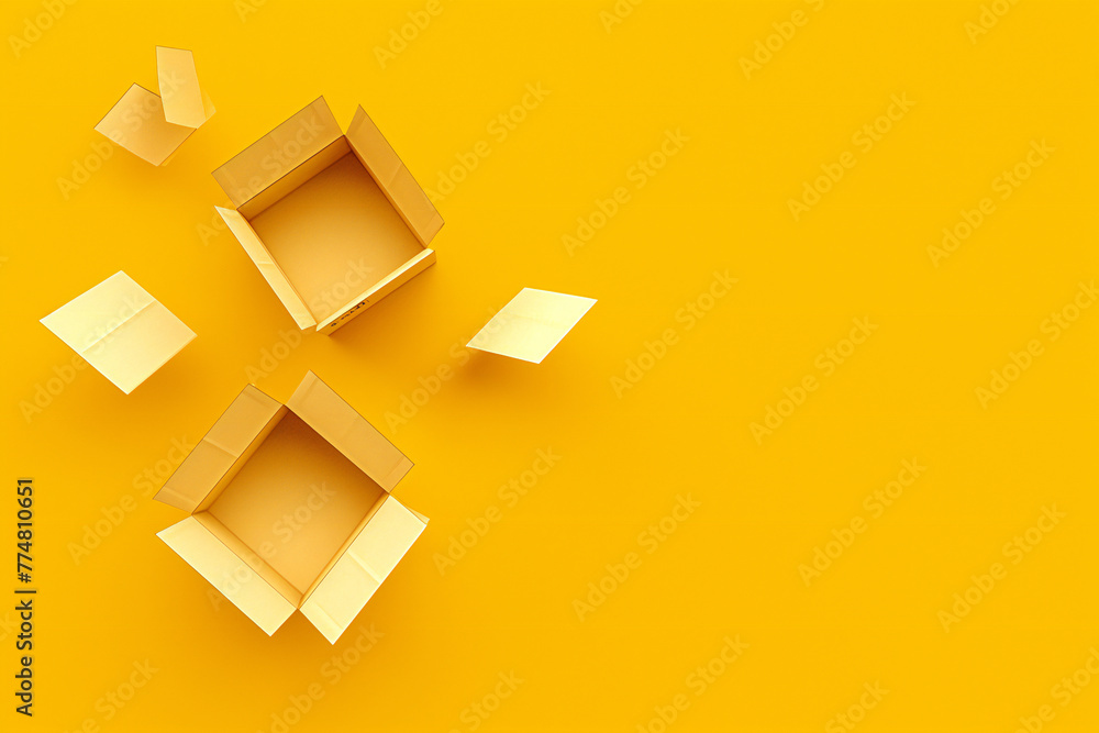 floating cardboard box, moving concept floating cardboard box, moving concept