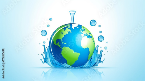 World Water Day - Planet Earth With Water Around 