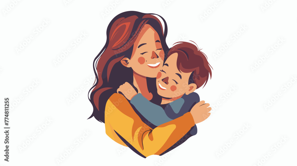 Happy Mother Cuddling Their Kid Holding with Arms vector