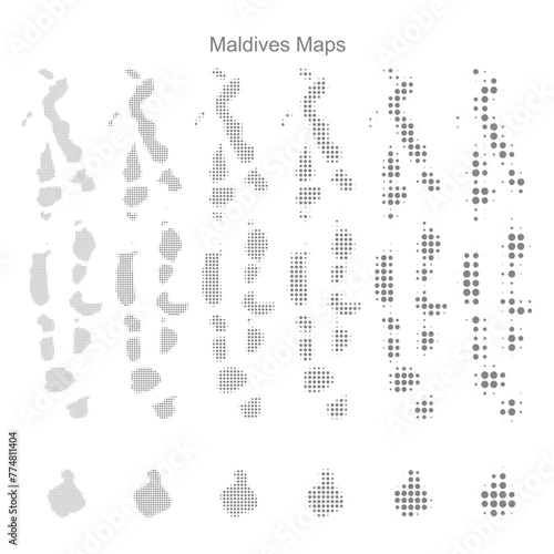 Maldives Set of Dotted Map Vector Illustrator 