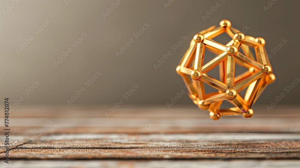 A gold ball with a lot of points on it is floating in the air A gold ball with a lot of points on it is floating in the air