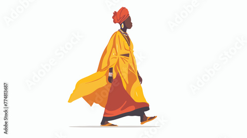 Fashionable black woman wearing traditional African cl