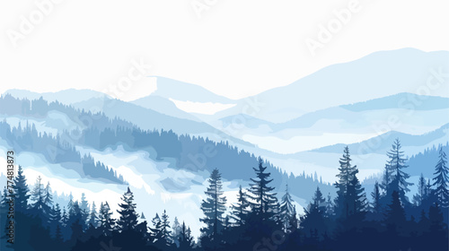 Landscape of mountains and pine forest with mist  © Mishab