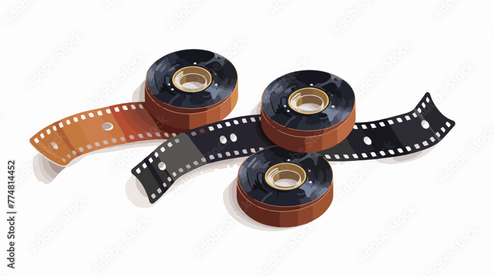 Film Strip For Video Camera Color Vector. Curved Blank