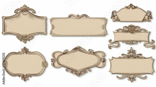 A set of colorful designs in European classic style on an isolated white background. Illustration