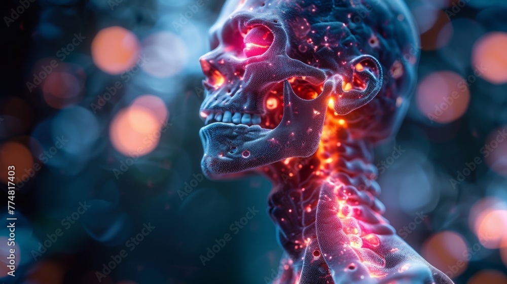 Thyroid cancer cells, arising from the thyroid gland, display erratic division, forming tumors that may interfere with hormone regulation and overall health.
Thyroid cancer cells, arising from the thyroid gland, display erratic division, forming tumors that may interfere with hormone regulation and overall health.