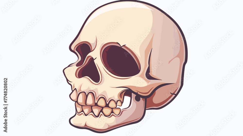 Cartoon cartoon skull flat vector isolated on white