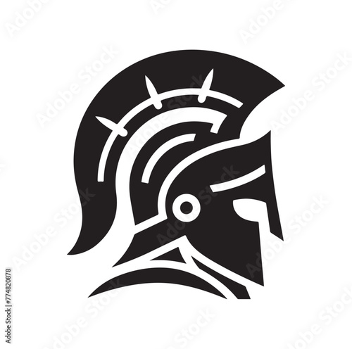 Greek warrior Spartan helmet vector illustration photo