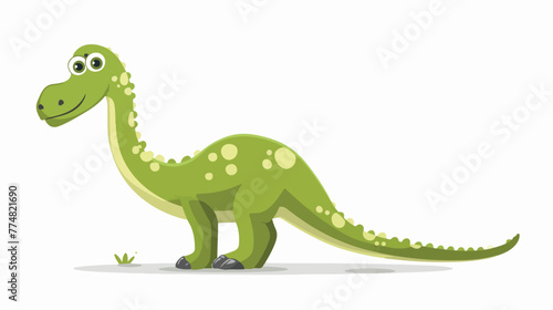 Green dinosaur flat vector isolated on white