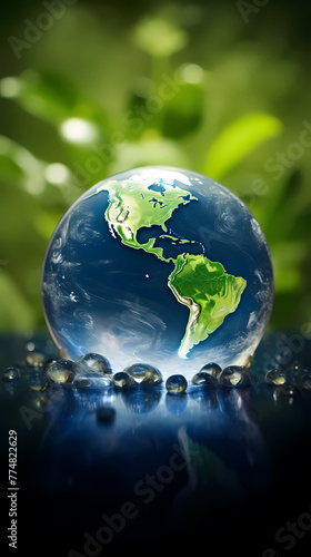 Earth water droplets  environment globe water leaves nature world