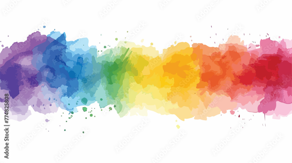 Rainbow watercolor background flat vector isolated on