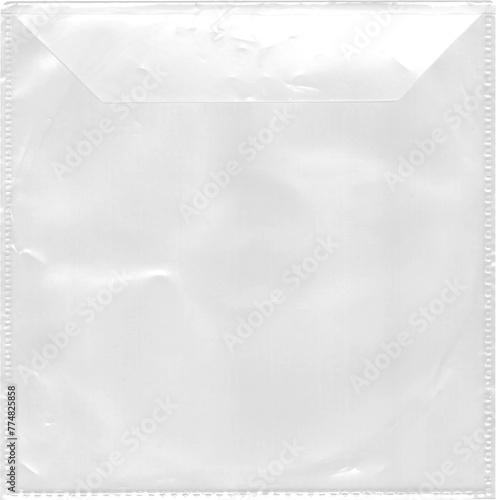Transparent CD sleeve with glare, creases and abrasions