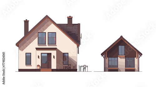 Real estate property monochrome single detached house