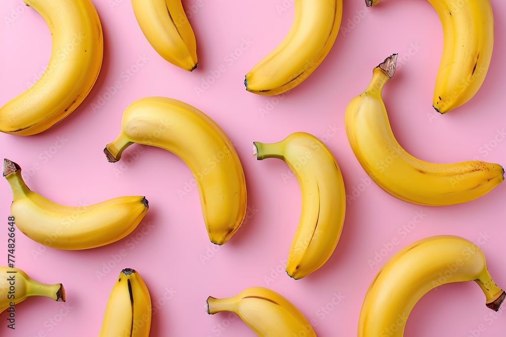 Pattern of ripe bananas on pink background Pattern of ripe bananas on pink background