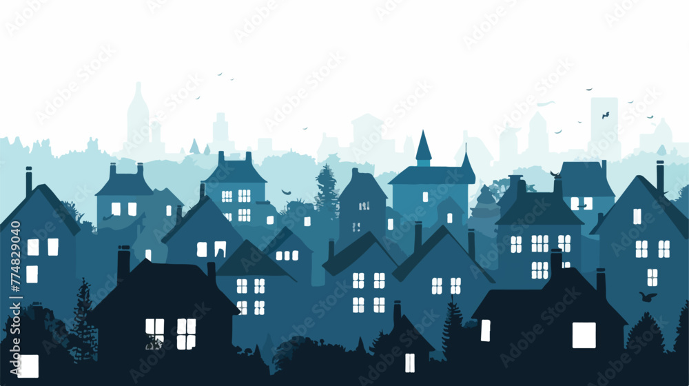 Roofs house silhouette icon city concept template