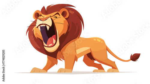 Lion roaring flat vector isolated on white background