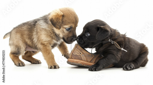 two puppies of breed dog