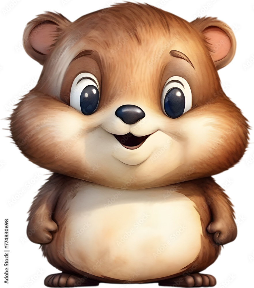 Watercolor painting of a cute beaver in cartoon style. Watercolor painting of a cute beaver in cartoon style.