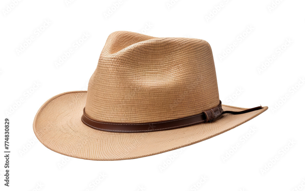 A brown hat adorned with a matching band, exuding a sense of elegance and mystery