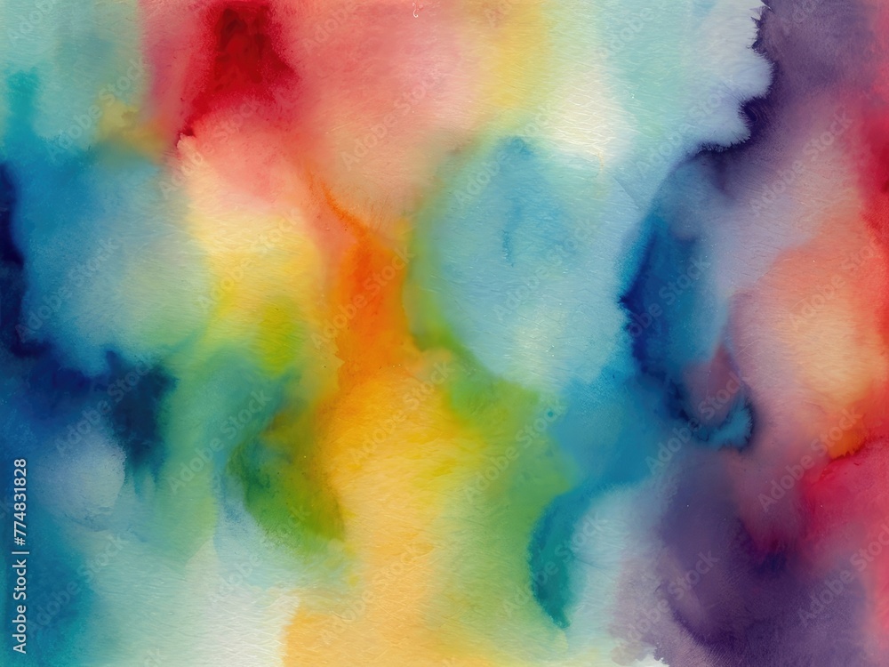 Rainbow watercolor banner background on white. Pure vibrant watercolor colors.