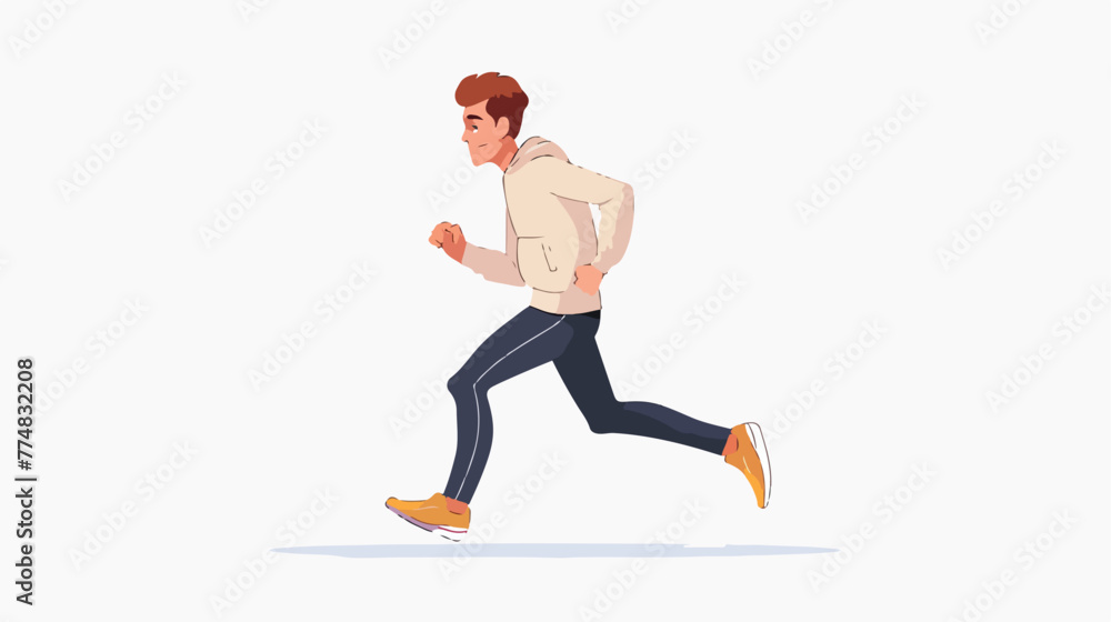 Man jogging on white background flat vector isolated
