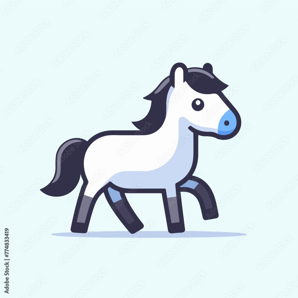 Fototapeta premium cartoon of a cute pony pet in flat design style