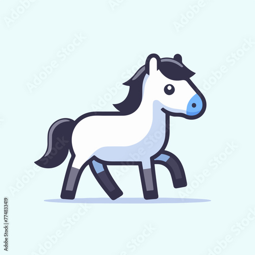 cartoon of a cute pony pet in flat design style