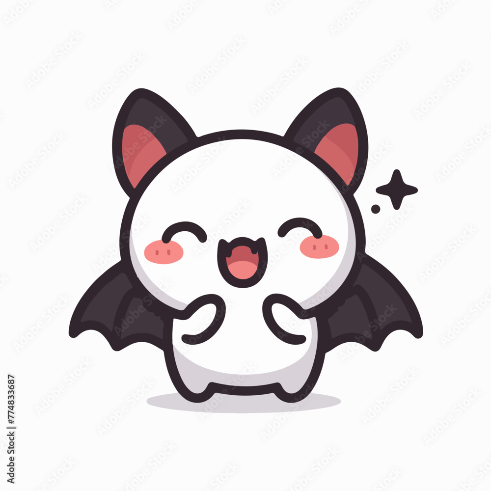 Fototapeta premium happy cute bat cartoon in flat design style