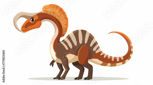 Parasaurolophus on white background flat vector